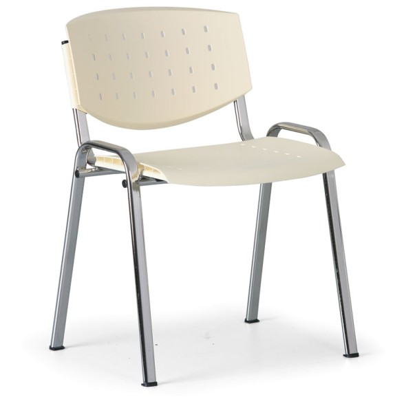 Jednací židle TONY, krémová, konstrukce chromovaná