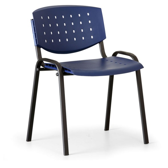 Jednací židle TONY, modrá, konstrukce černá