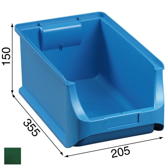 Plastové boxy PLUS 4, 205 x 355 x 150 mm, zelené, 12 ks