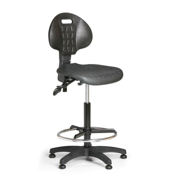 Pracovní židlle s kluzáky PUR, asynchronní mechanika, černá