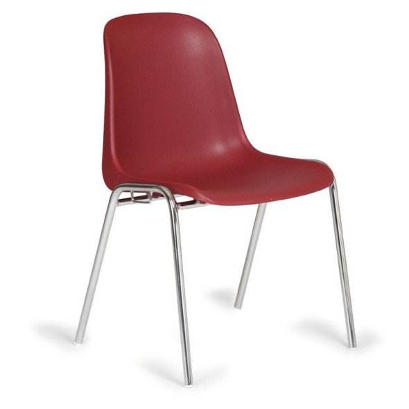 Plastová jídelní židle ELENA, červená, chromované nohy