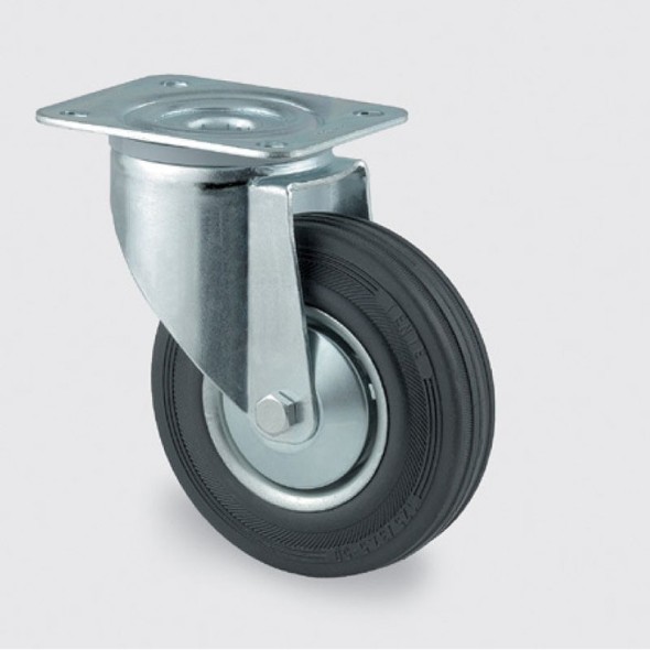 Transportní kolečko s krytem 100 mm, otočné, černá guma