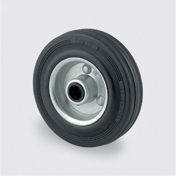 Samostatné kolo, kovový disk, černá guma, 125 mm