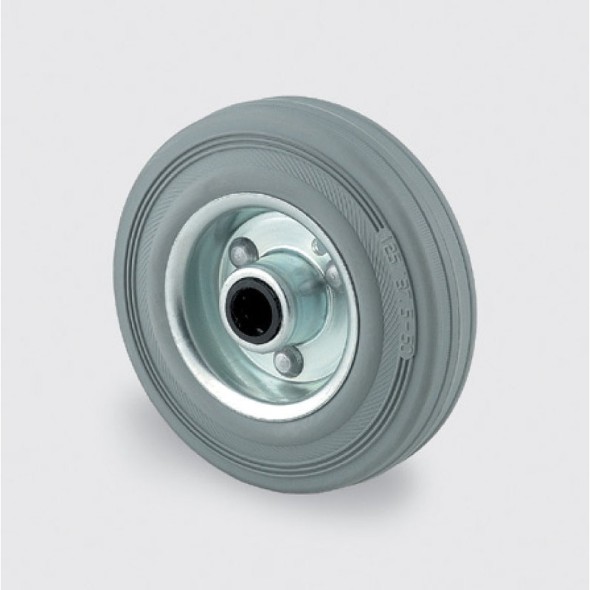 Samostatné kolo, kovový disk, šedá guma, 100 mm
