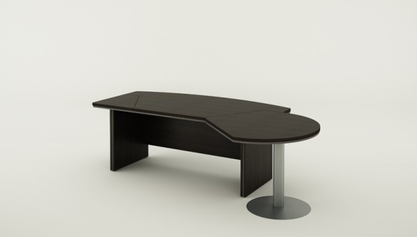 Rohový kancelářský psací stůl s jednacím prvkem BERN PLUS, 2550 x 1550 mm, wenge