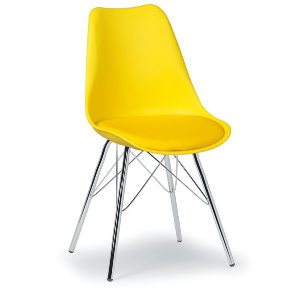 Krzesło konferencyjne/kuchenne ze skórzanym siedziskiem CHRISTINE, żółte