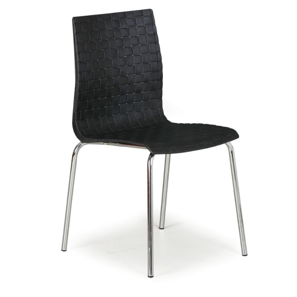 Plastikowe krzesło kuchenne MEZZO z metalową podstawą, czarne