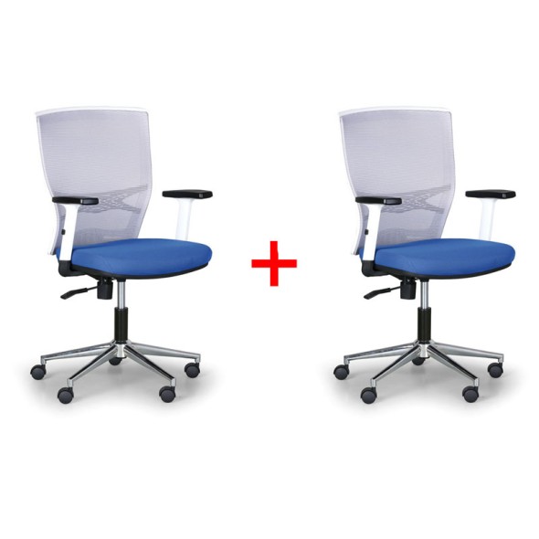 Krzesło biurowe HAAG 1+1 GRATIS, szaro/ niebieskie
