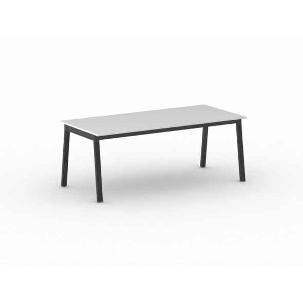 Stół PRIMO BASIC z czarnym stelażem, 2000 x 900 x 750 mm, biały