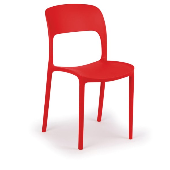 Designerskie plastikowe krzesło kuchenne REFRESCO, czerwone