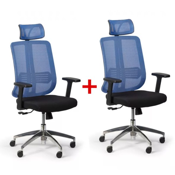 Krzesło biurowe Cross 1 + 1 GRATIS, niebieski
