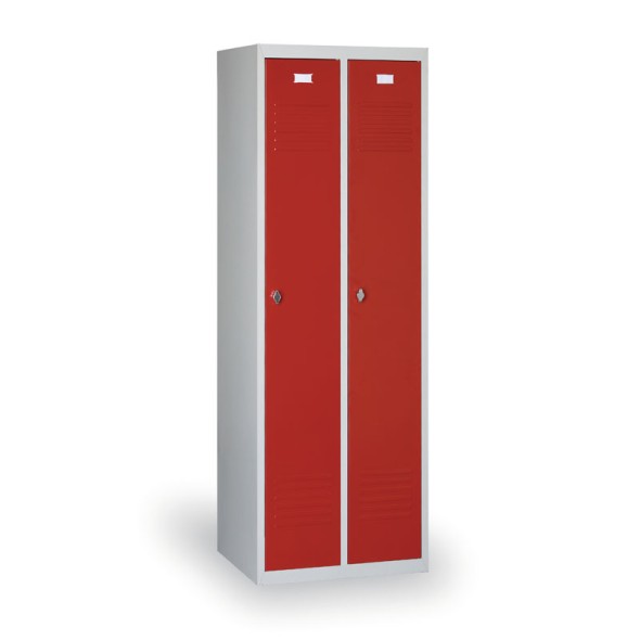 Metalowa szafka ubraniowa Ekonomik, czerwone drzwi, zamek cylindryczny