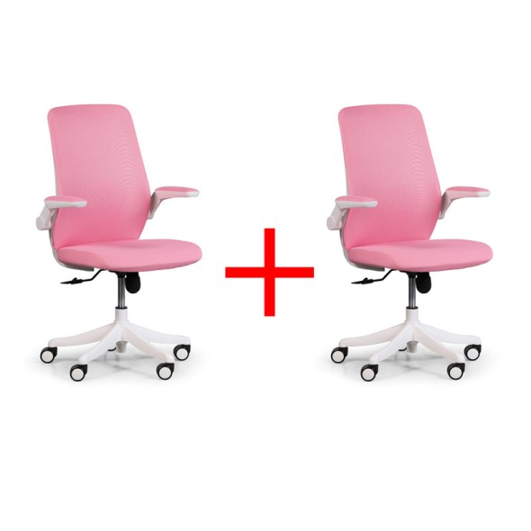 Krzesło biurowe z siatkowanym oparciem BUTTERFLY 1+1 GRATIS, różowa