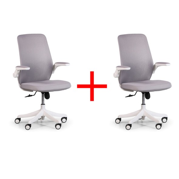 Krzesło biurowe z siatkowanym oparciem BUTTERFLY 1+1 GRATIS, szare