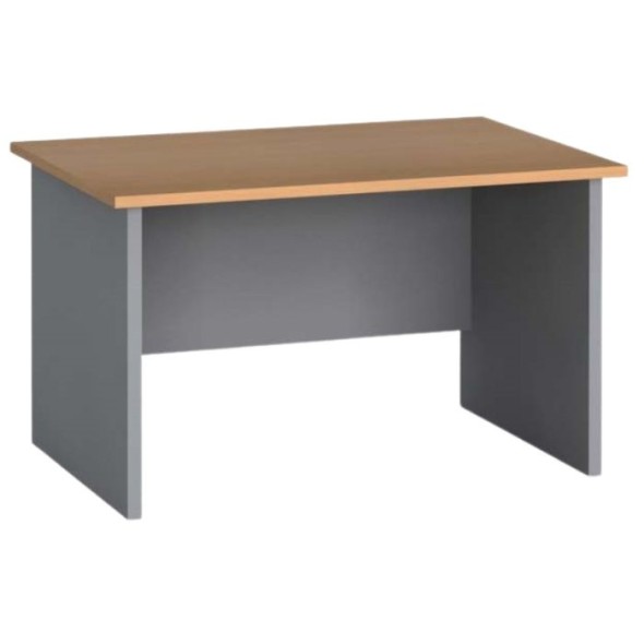 Stół biurowy PRIMO FLEXI, prosty 140x80 cm, szary / buk