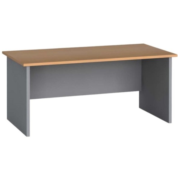 Stół biurowy PRIMO FLEXI, prosty 160 x 80 cm, szary / buk