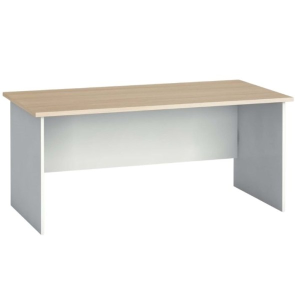 Stół biurowy PRIMO FLEXI, prosty 160 x 80 cm, biały/dąb naturalny