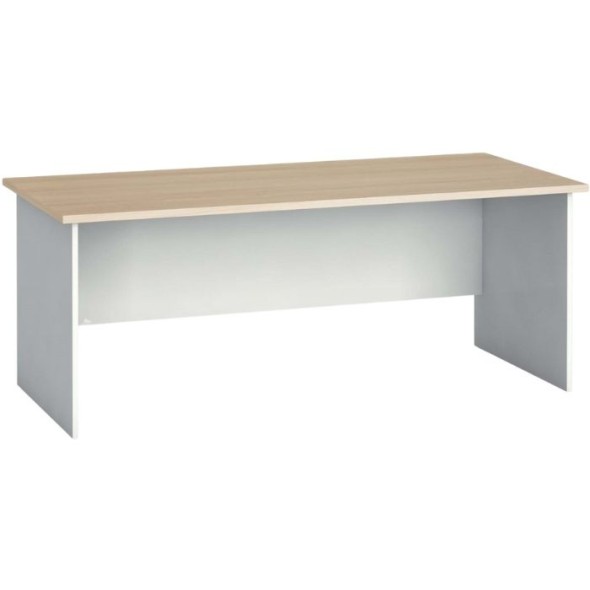 Stół biurowy PRIMO FLEXI, prosty 180 x 80 cm, biały/dąb naturalny