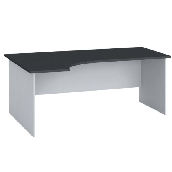 Stół biurowy ergonomiczny PRIMO FLEXI 180x120 cm, grafitowy, lewy