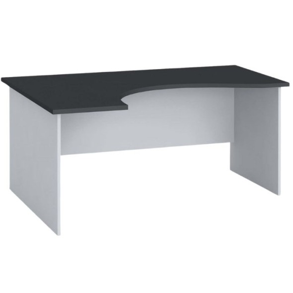 Narożny stół biurowy PRIMO FLEXI, zaokrąglony 160x120 cm, grafitowy, lewy