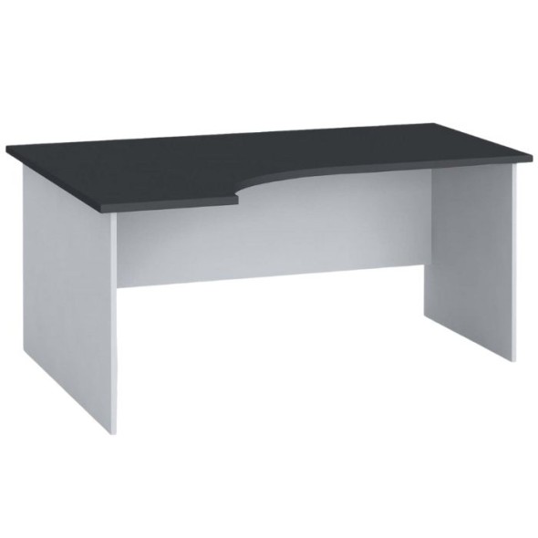 Stół biurowy ergonomiczny PRIMO FLEXI, 160x120 cm, grafitowy, lewy