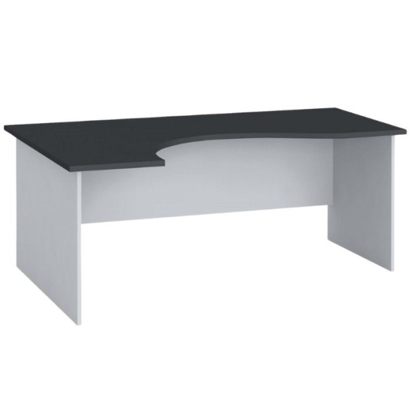 Narożny stół biurowy PRIMO FLEXI, zaokrąglony 180x120 cm, grafitowy, lewy