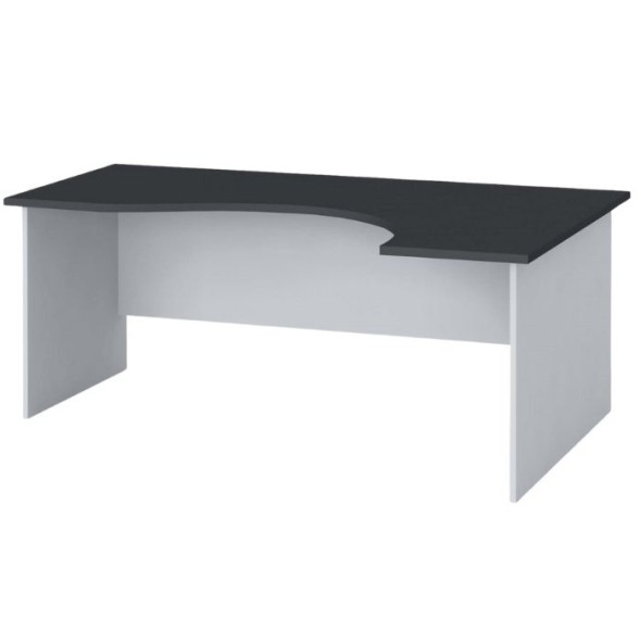 Narożny stół biurowy PRIMO FLEXI, zaokrąglony 180x120 cm, grafitowy, prawy
