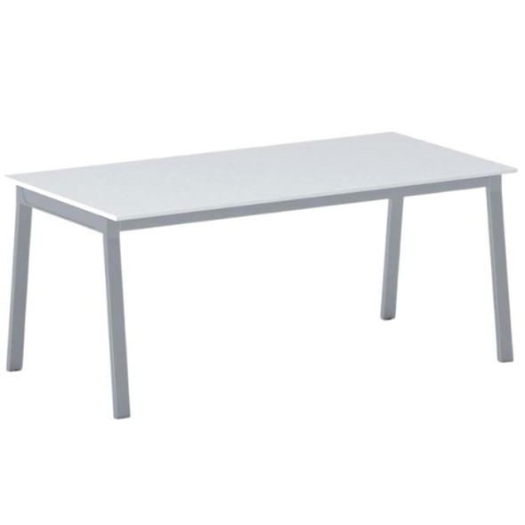 Stół PRIMO BASIC z szarosrebrnym stelażem, 1800 x 900 x 750 mm, biały
