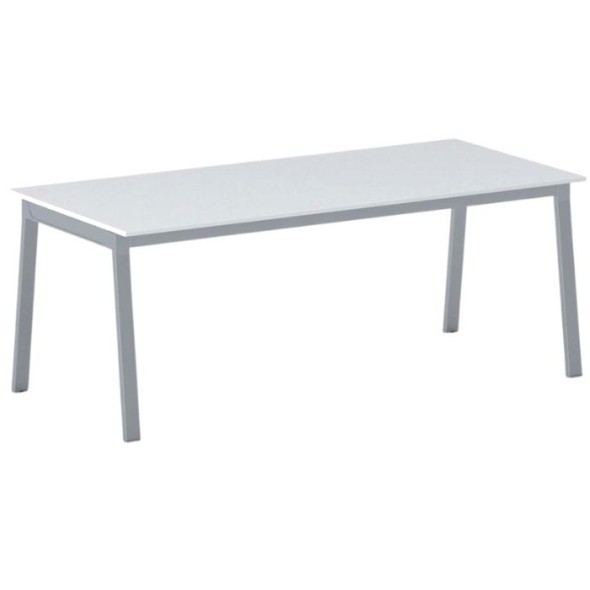 Stół PRIMO BASIC z szarosrebrnym stelażem, 2000 x 900 x 750 mm, biały