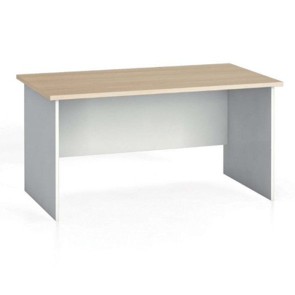 Stół biurowy PRIMO FLEXI, prosty 140 x 80 cm, biały/dąb naturalny