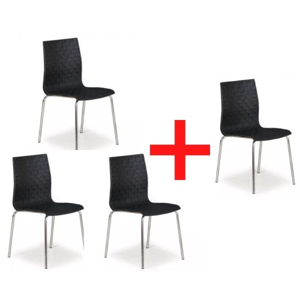 Krzesło plastikowe MEZZO 3+1 GRATIS, czarne