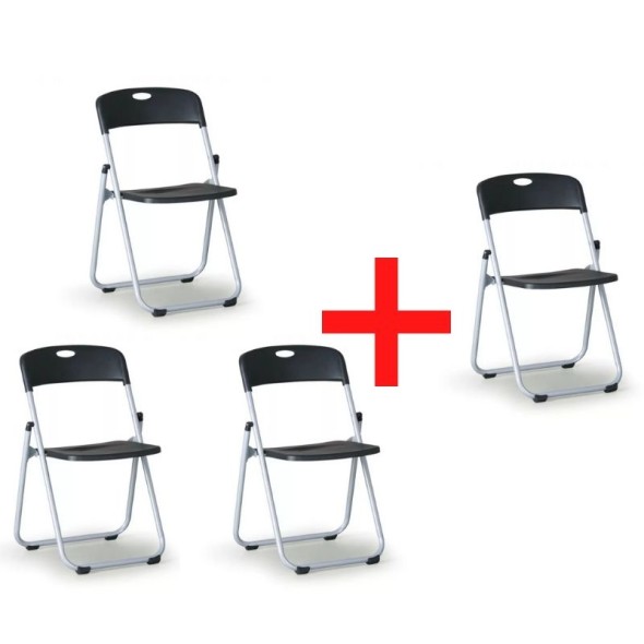 Składane krzesło CLACK 3+1 GRATIS, czarne