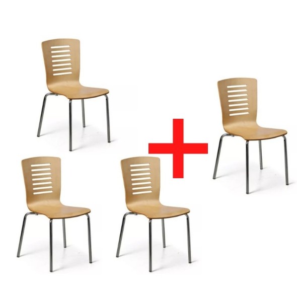 Krzesło LINES, naturalny, 3+1 GRATIS