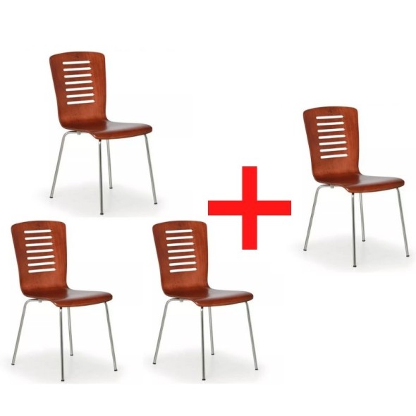 Krzesło LINES, orzech, 3+1 GRATIS