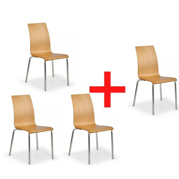 Krzesło do jadalni BELLA, naturalna, 3+1 GRATIS