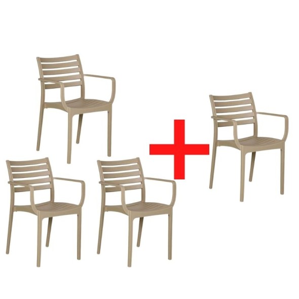 Krzesło ogrodowe SLENDER, beżowy, 3+1 GRATIS
