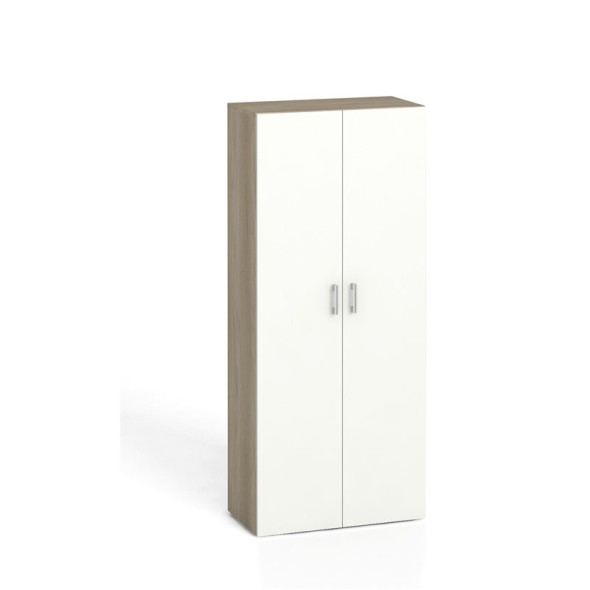 Szafa biurowa z drzwiami KOMBI, 4 półki, 1865 x 800 x 400 mm, dąb naturalny / biały