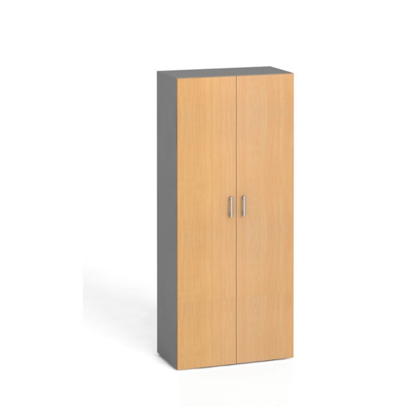 Szafa biurowa z drzwiami KOMBI, 4 półki, 1865 x 800 x 400 mm, szary / buk