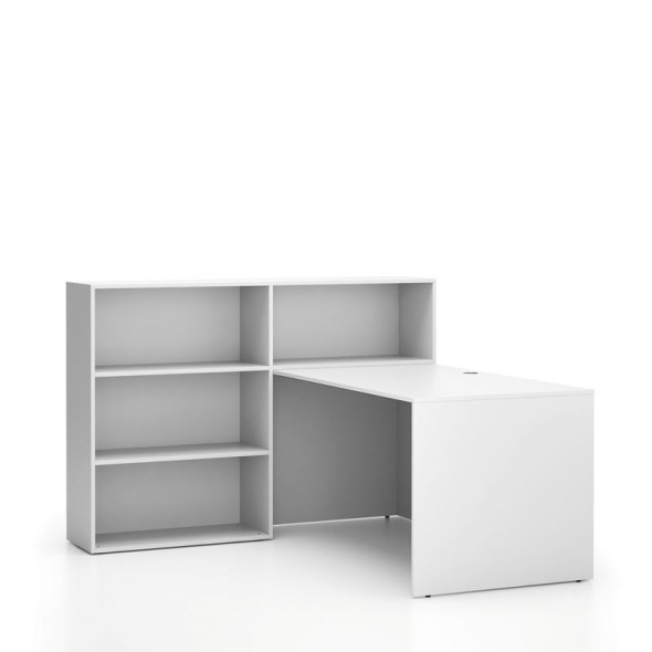 Zestaw mebli biurowych single SEGMENT, 3 półki, lewy, biały / biały