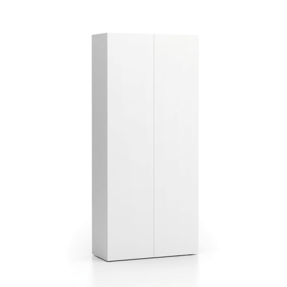 Szafa ubraniowa biurowa SEGMENT, 2 półki, drążek do szafy, 840 x 370 x 1880 mm, biała