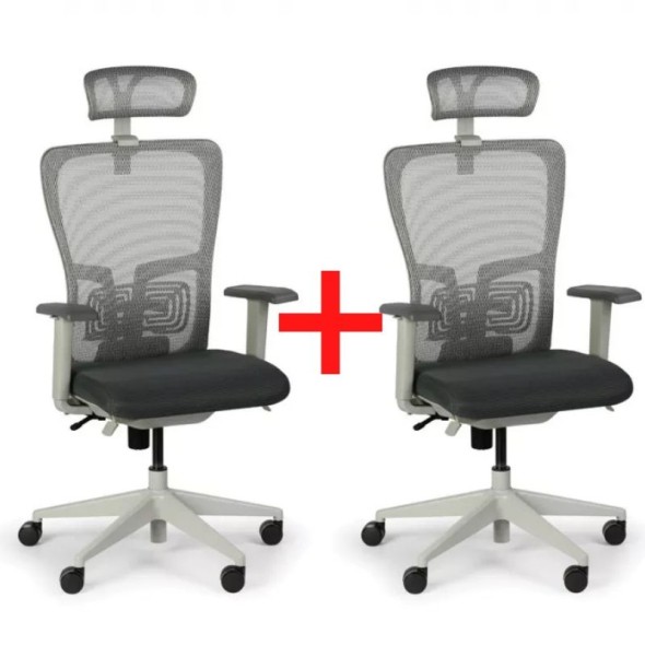 Krzesło biurowe GAM, 1+1 GRATIS, szare
