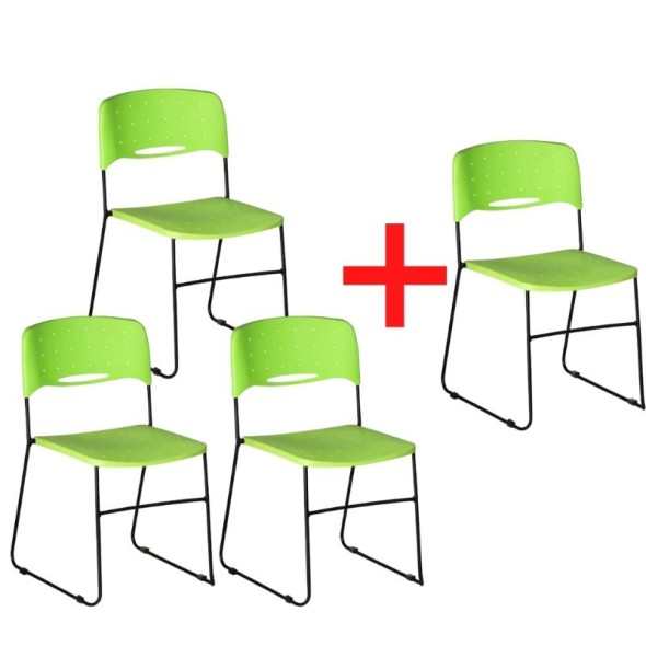 Plastikowe krzesło SQUARE, zielony, 3+1 GRATIS