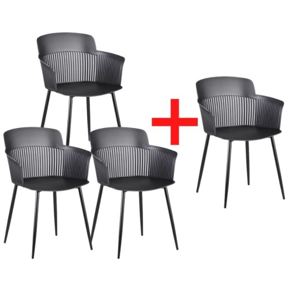 Plastikowe krzesło barowe MOLLY, czarny, 3+1 GRATIS