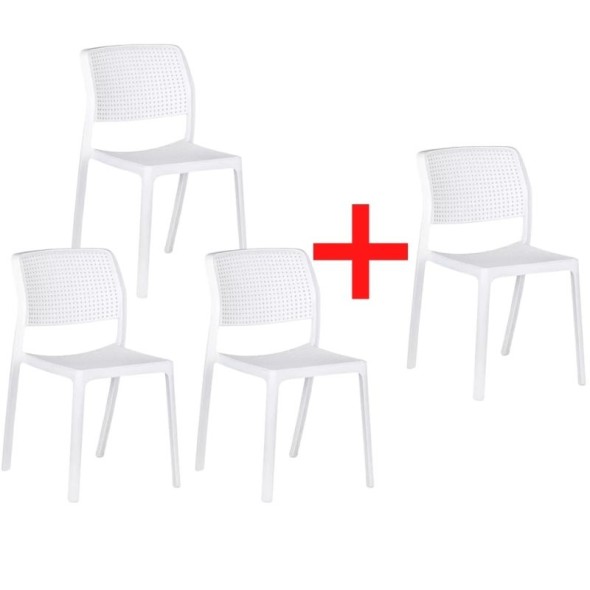 Krzesło konferencyjne NELA, 3+1 GRATIS, biały