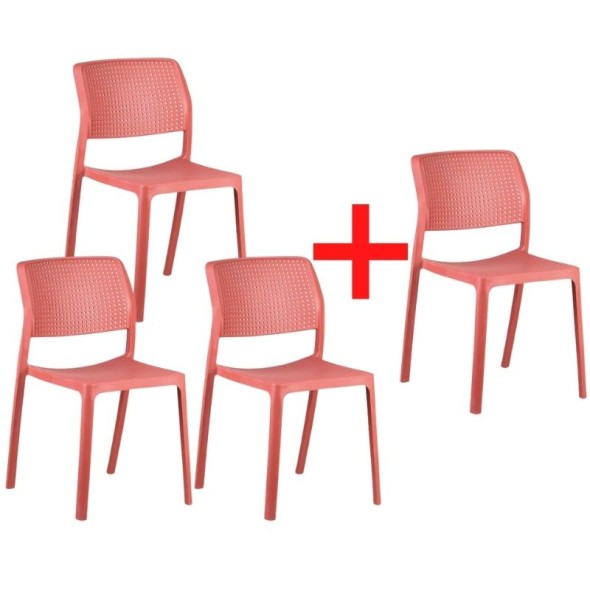 Krzesło konferencyjne NELA, 3+1 GRATIS, bordowe