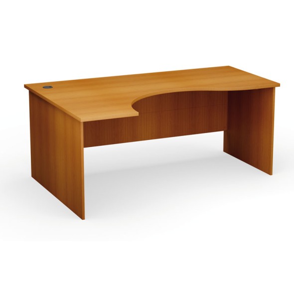 Narożny stół biurowy PRIMO Classic, zaokrąglony 180x120 cm, brzoza, lewy, czereśnia