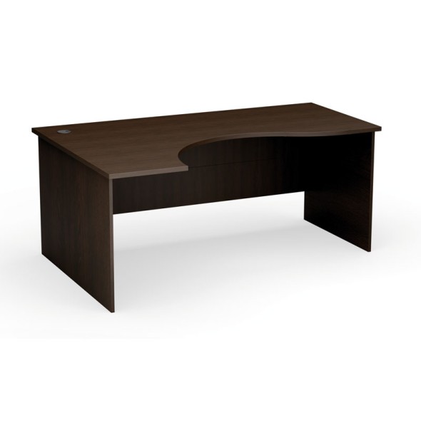 Narożny stół biurowy PRIMO Classic, zaokrąglony 180x120 cm, brzoza, lewy, wenge