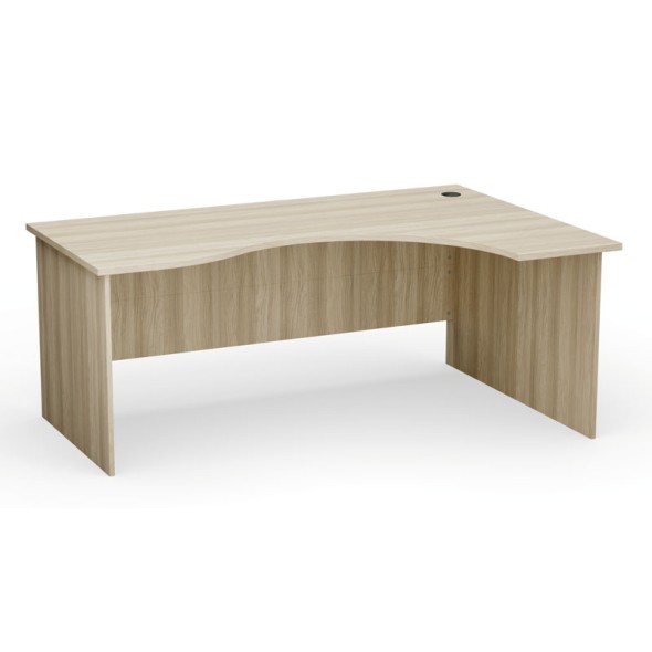 Narożny stół biurowy PRIMO Classic, zaokrąglony 180x120 cm, prawy, dąb naturalny