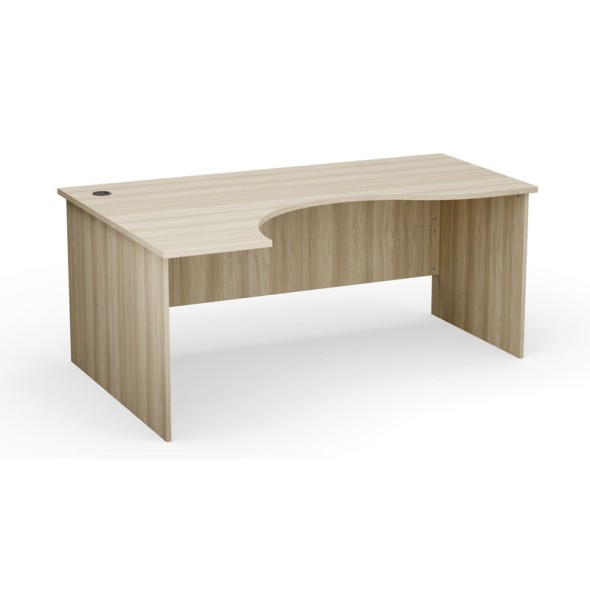 Narożny stół biurowy PRIMO Classic, zaokrąglony 180x120 cm, brzoza, lewy, dąb naturalny