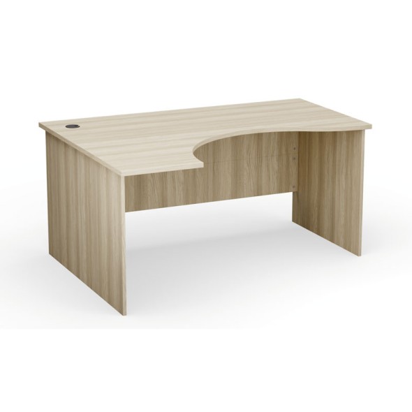 Narożny stół biurowy PRIMO Classic, zaokrąglony 160x120 cm,  lewy, dąb naturalny